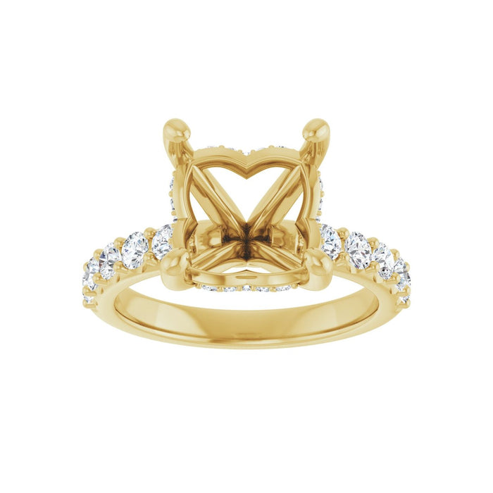 14K Yellow Gold 9x 9 mm Asscher 5/8 CTW Lab-Grown Diamond Semi-Set Engagement Ring