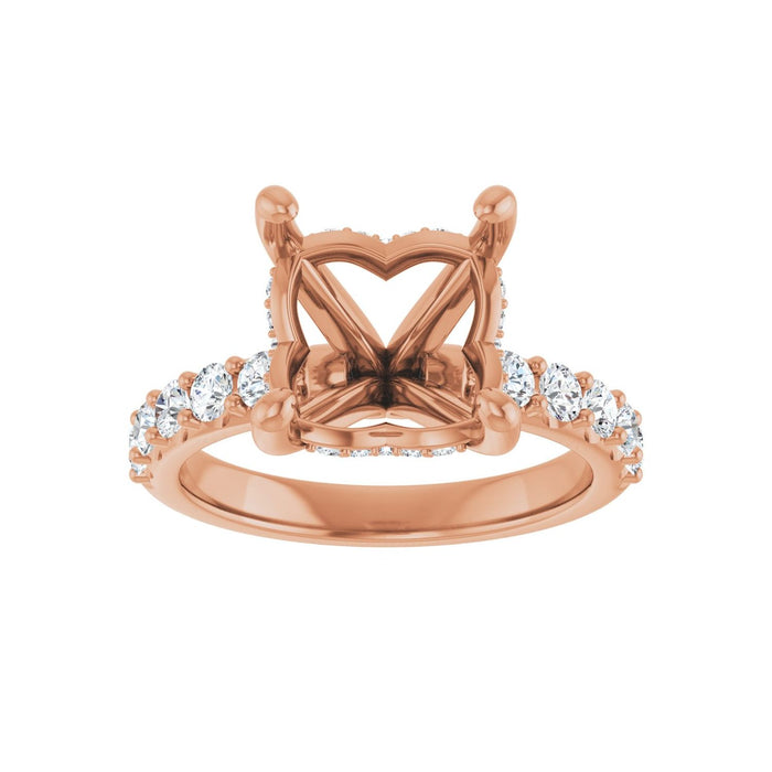 14K Rose Gold 9x 9 mm Asscher 5/8 CTW Lab-Grown Diamond Semi-Set Engagement Ring