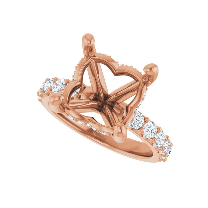 14K Rose Gold 10x 10 mm Asscher 3/4 CTW Lab-Grown Diamond Semi-Set Engagement Ring