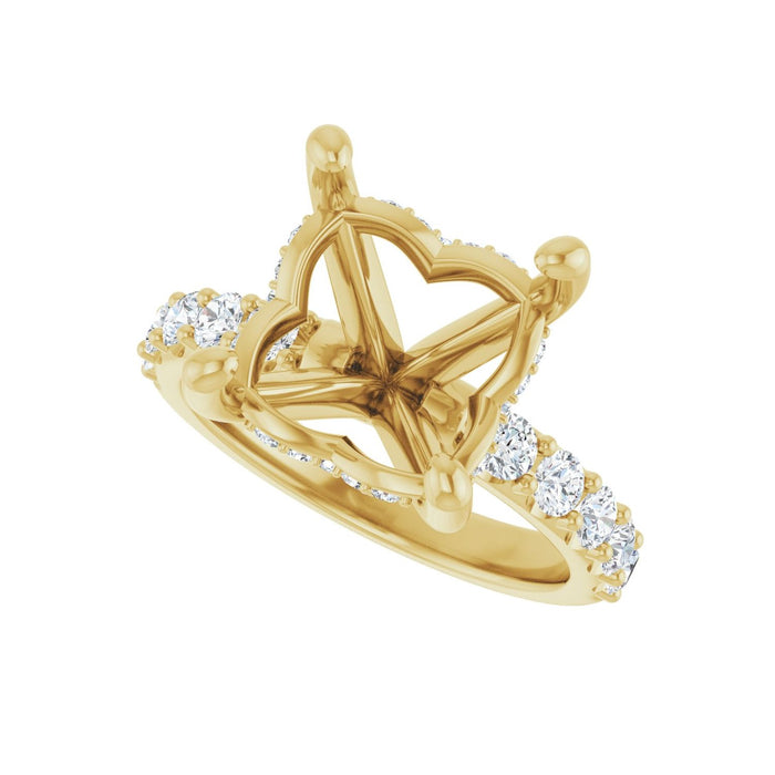 14K Yellow Gold 10x 10 mm Asscher 3/4 CTW Lab-Grown Diamond Semi-Set Engagement Ring