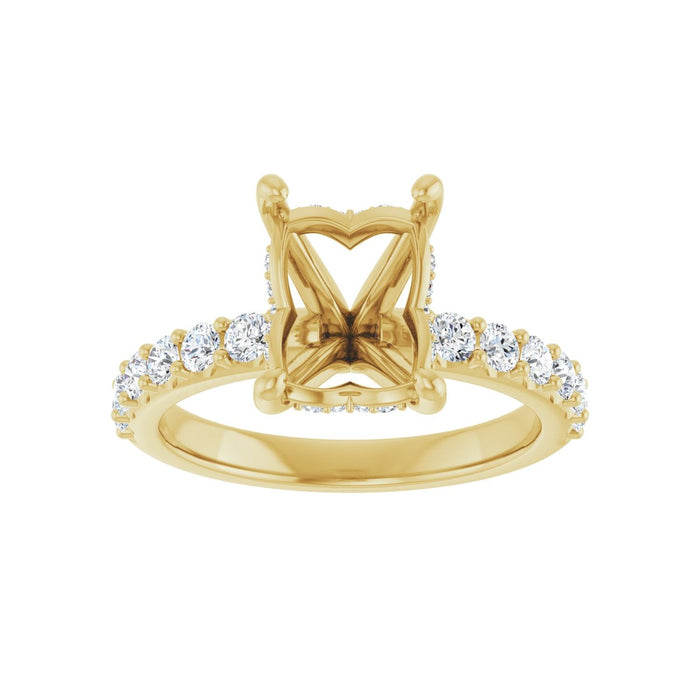 14K Yellow Gold 9x7 mm Emerald 1/2 CTW Lab-Grown Diamond Semi-Set Engagement Ring