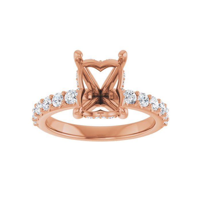14K Rose Gold 9x7 mm Emerald 1/2 CTW Lab-Grown Diamond Semi-Set Engagement Ring