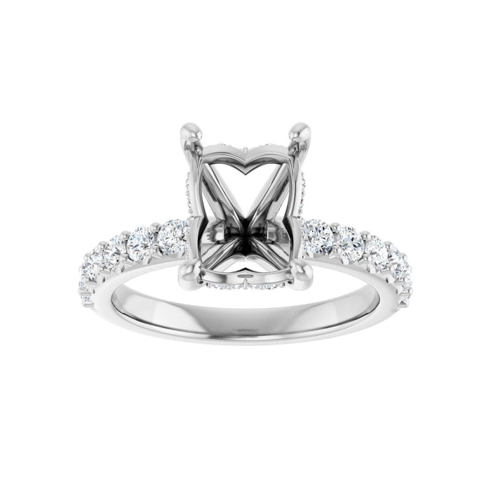 Platinum 9x7 mm Emerald 1/2 CTW Lab-Grown Diamond Semi-Set Engagement Ring
