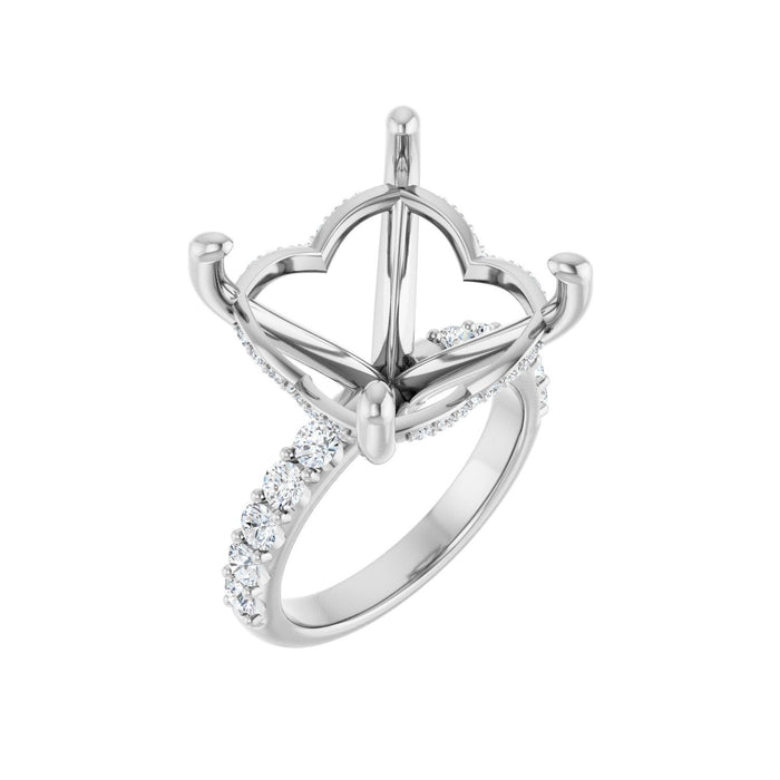 14K White Gold 15x 15 mm Cushion 3/4 CTW Lab-Grown Diamond Semi-Set Engagement Ring