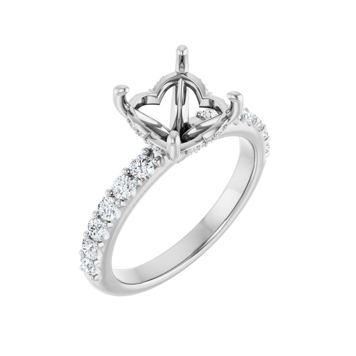 14K White Gold 8x 8 mm Cushion 1/2 CTW Lab-Grown Diamond Semi-Set Engagement Ring