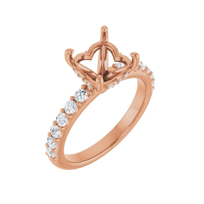 14K Rose Gold 8x 8 mm Cushion 1/2 CTW Lab-Grown Diamond Semi-Set Engagement Ring