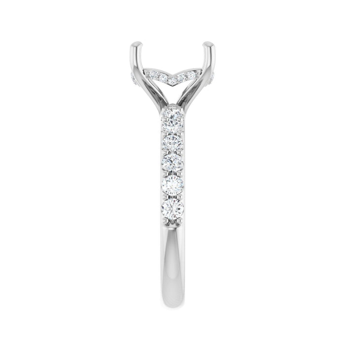 Platinum 9x 9 mm Cushion 1/2 CTW Lab-Grown Diamond Semi-Set Engagement Ring