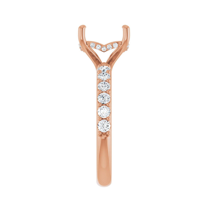 14K Rose Gold 9x 9 mm Cushion 1/2 CTW Lab-Grown Diamond Semi-Set Engagement Ring
