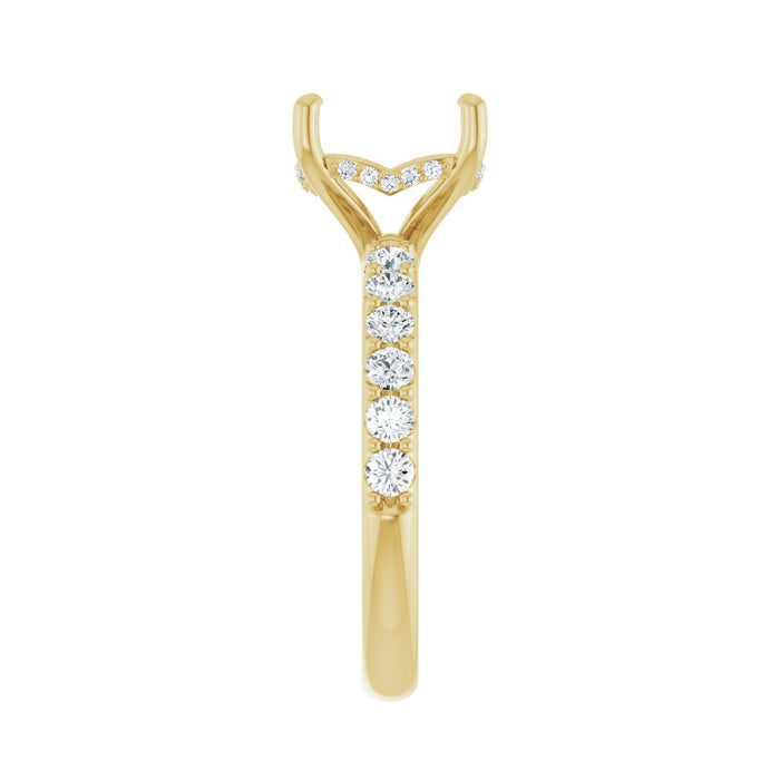 14K Yellow Gold 9x 9 mm Cushion 1/2 CTW Lab-Grown Diamond Semi-Set Engagement Ring