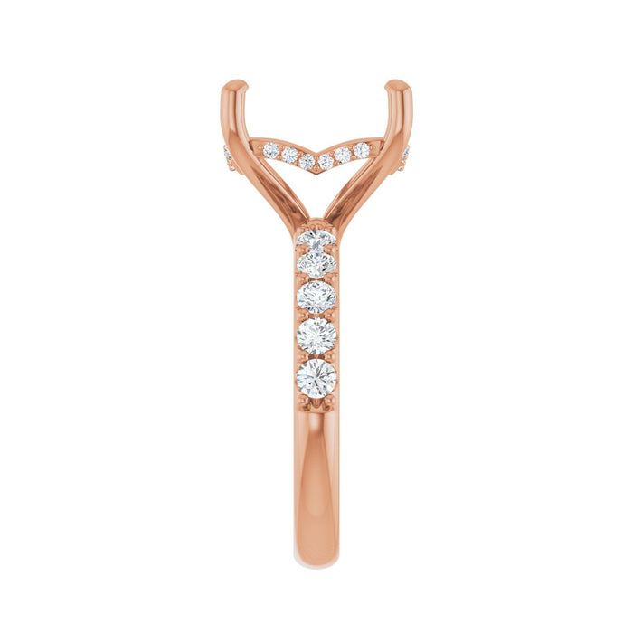 14K Rose Gold 12x 12 mm Cushion 5/8 CTW Lab-Grown Diamond Semi-Set Engagement Ring