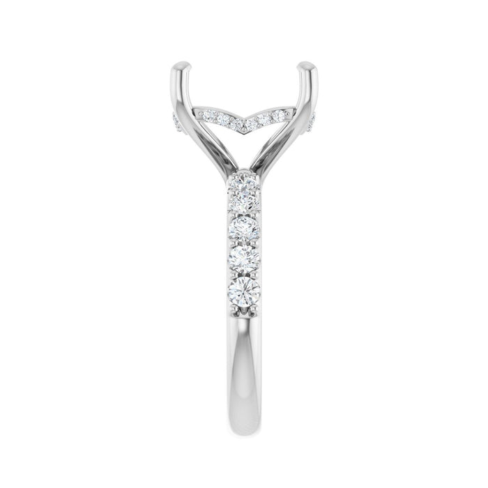 Platinum 12x 12 mm Cushion 5/8 CTW Lab-Grown Diamond Semi-Set Engagement Ring