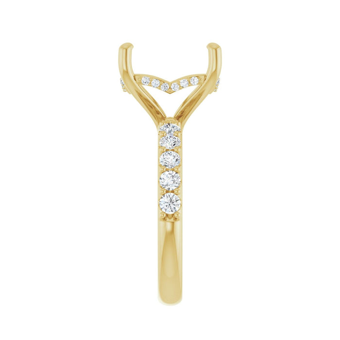 14K Yellow Gold 12x 12 mm Cushion 5/8 CTW Lab-Grown Diamond Semi-Set Engagement Ring