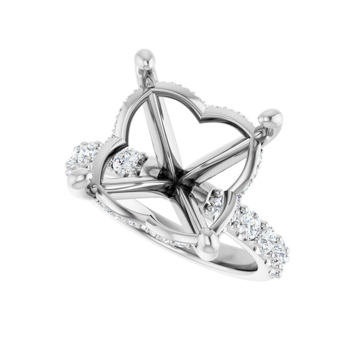 Platinum 13x 13 mm Cushion 5/8 CTW Lab-Grown Diamond Semi-Set Engagement Ring