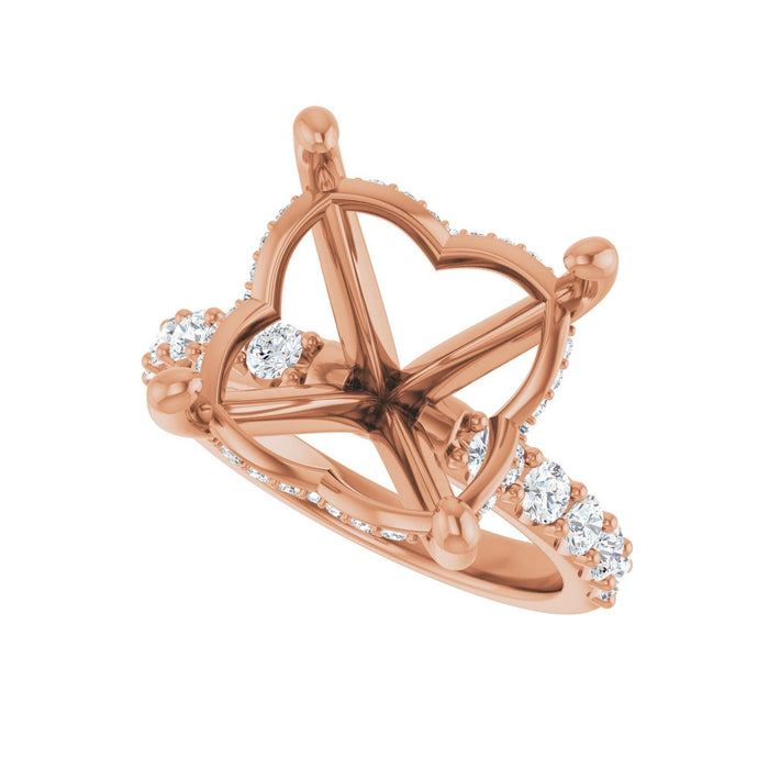 14K Rose Gold 13x 13 mm Cushion 5/8 CTW Lab-Grown Diamond Semi-Set Engagement Ring