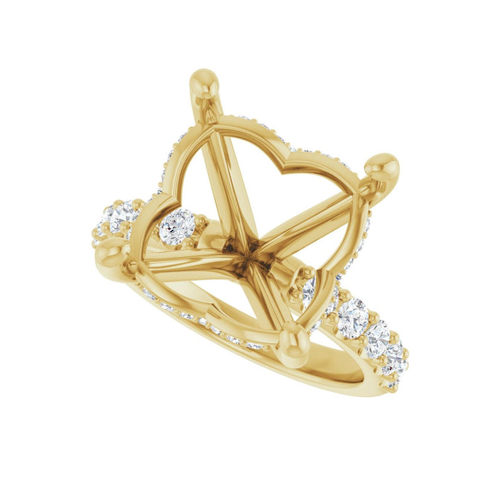14K Yellow Gold 13x 13 mm Cushion 5/8 CTW Lab-Grown Diamond Semi-Set Engagement Ring
