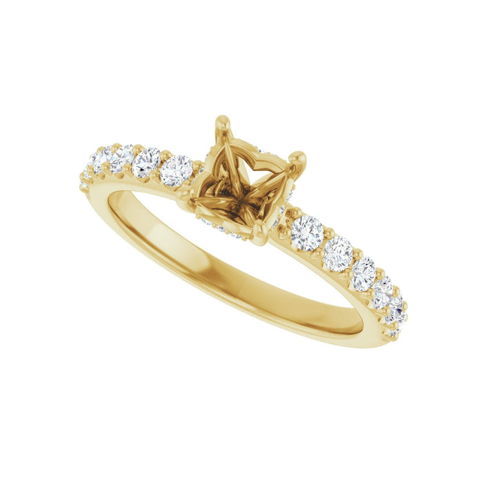 14K Yellow Gold 5x 5 mm Asscher 3/8 CTW Lab-Grown Diamond Semi-Set Engagement Ring