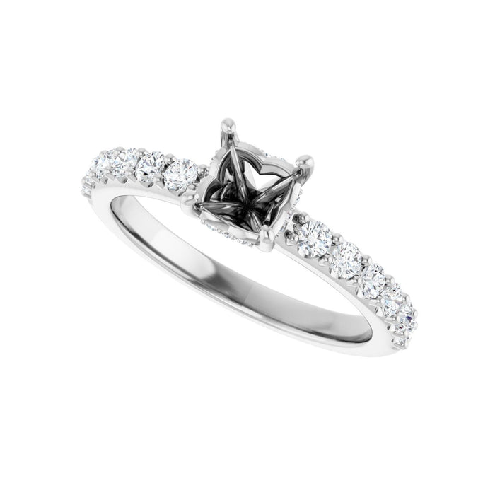 Platinum 5x 5 mm Asscher 3/8 CTW Lab-Grown Diamond Semi-Set Engagement Ring