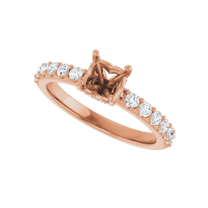 14K Rose Gold 5x 5 mm Asscher 3/8 CTW Lab-Grown Diamond Semi-Set Engagement Ring