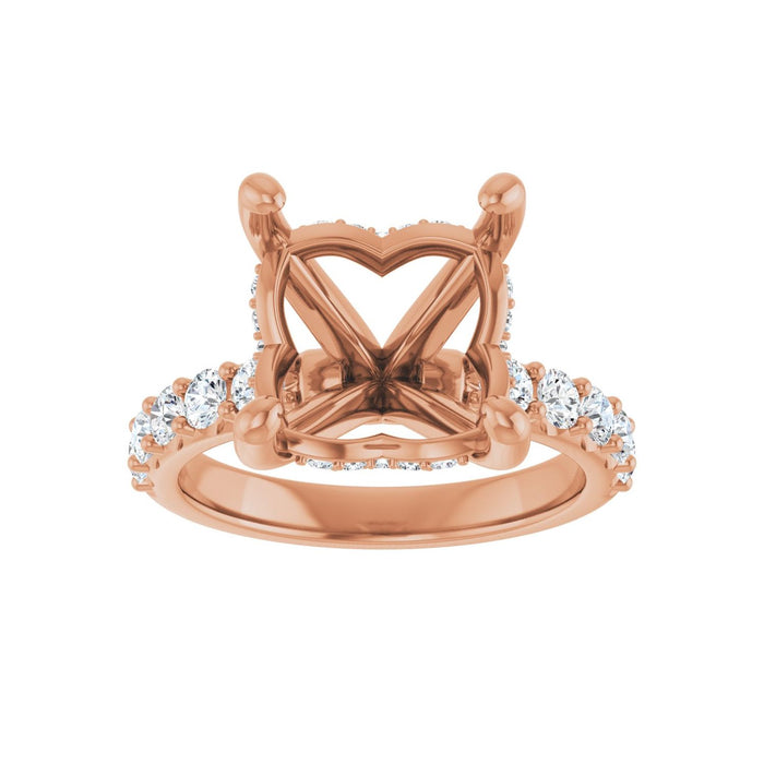 14K Rose Gold 10x 10 mm Asscher 3/4 CTW Lab-Grown Diamond Semi-Set Engagement Ring