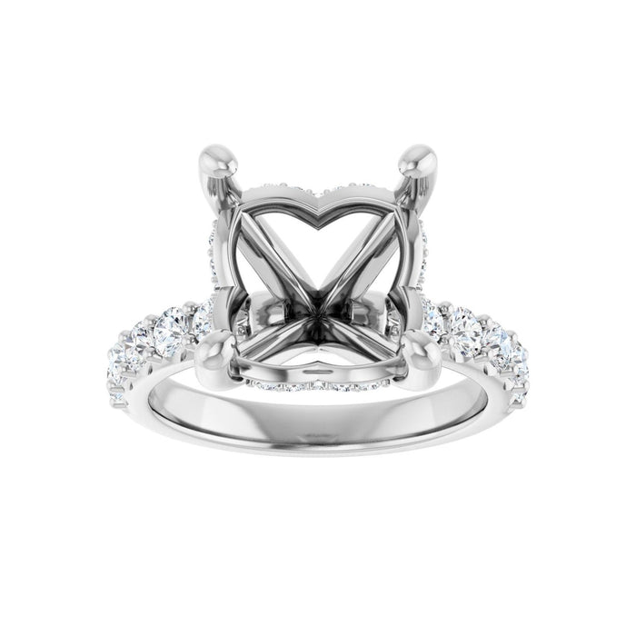 Platinum 10x 10 mm Asscher 3/4 CTW Lab-Grown Diamond Semi-Set Engagement Ring