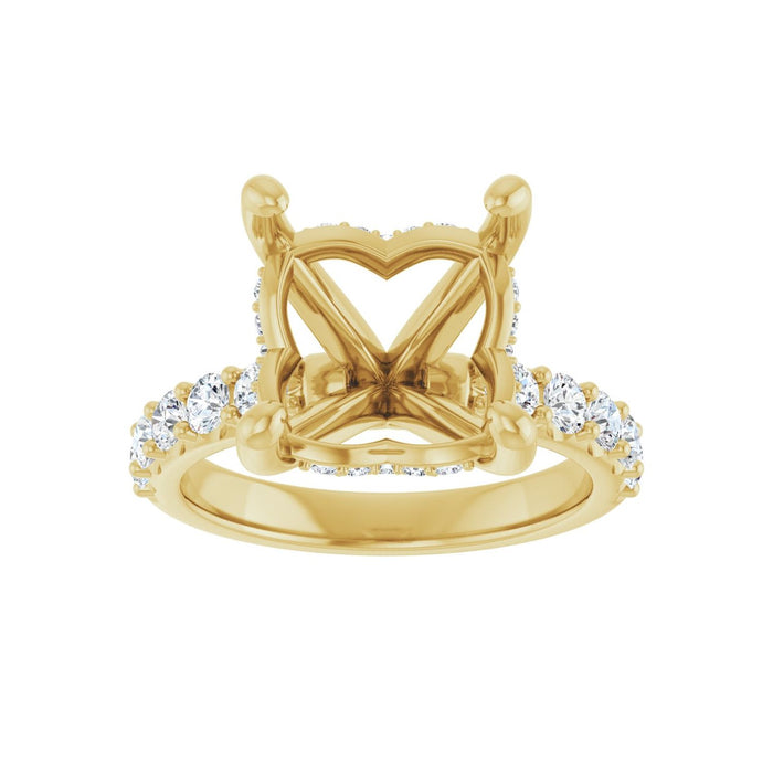 14K Yellow Gold 10x 10 mm Asscher 3/4 CTW Lab-Grown Diamond Semi-Set Engagement Ring
