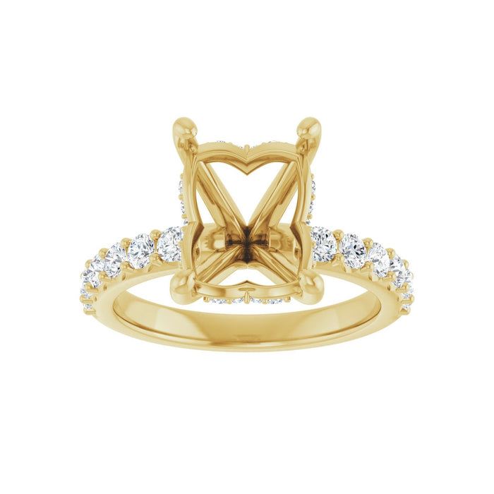 14K Yellow Gold 10x8 mm Emerald 5/8 CTW Lab-Grown Diamond Semi-Set Engagement Ring