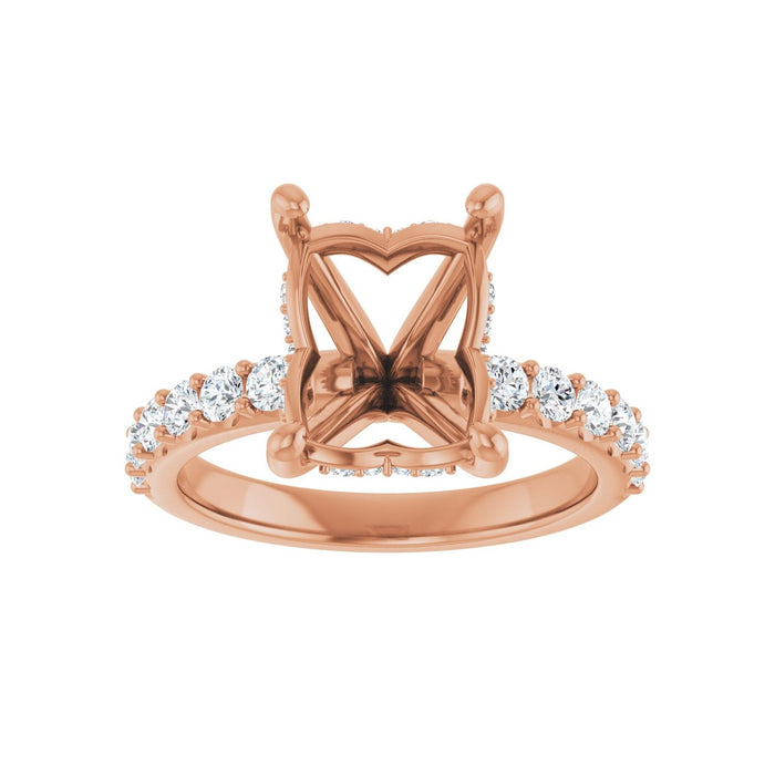 14K Rose Gold 10x8 mm Emerald 5/8 CTW Lab-Grown Diamond Semi-Set Engagement Ring