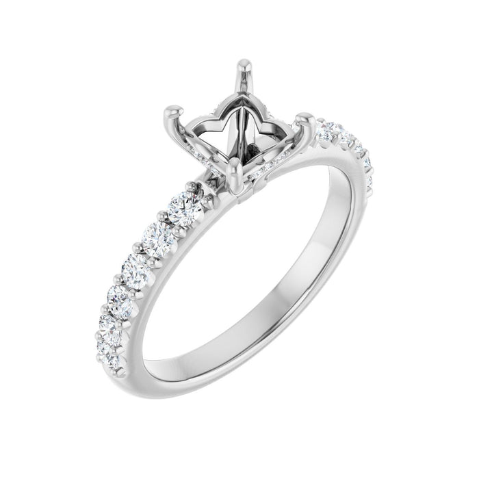 14K White Gold 5x 5 mm Square 1/2 CTW Lab-Grown Diamond Semi-Set Engagement Ring