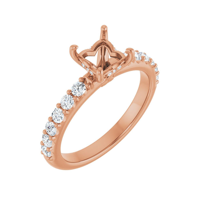 14K Rose Gold 5x 5 mm Square 1/2 CTW Lab-Grown Diamond Semi-Set Engagement Ring