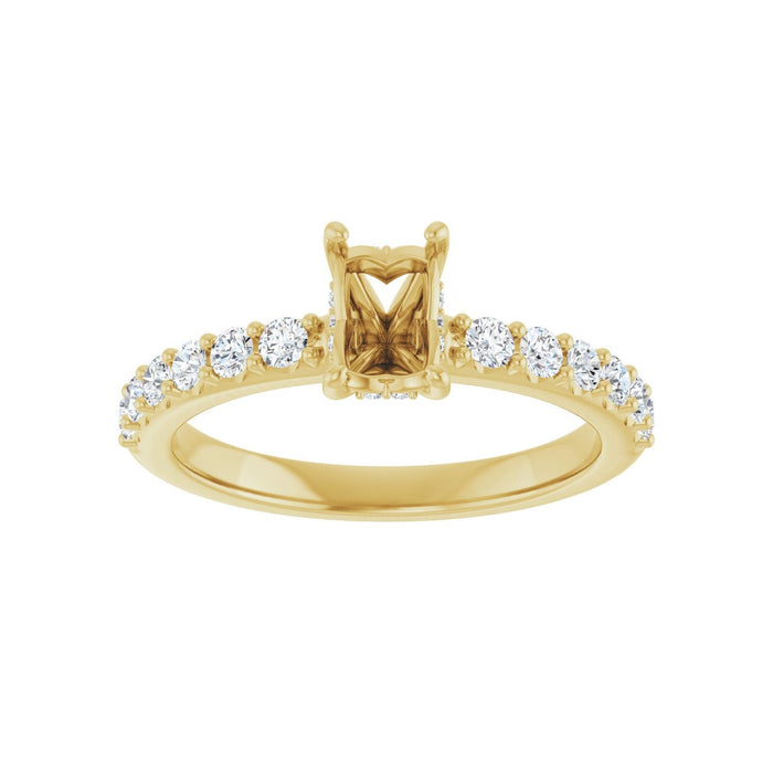 14K Yellow Gold 6x4 mm Emerald 3/8 CTW Lab-Grown Diamond Semi-Set Engagement Ring