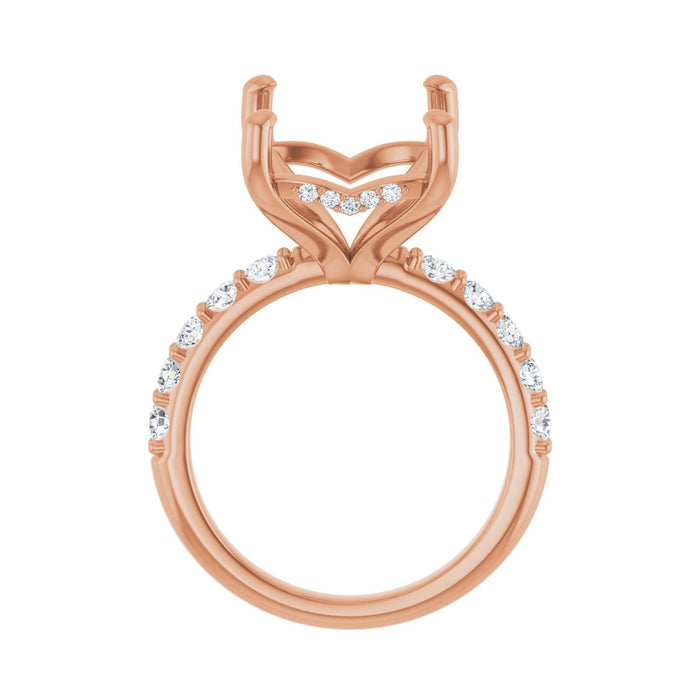 14K Rose Gold 15x11 mm Emerald 3/4 CTW Lab-Grown Diamond Semi-Set Engagement Ring
