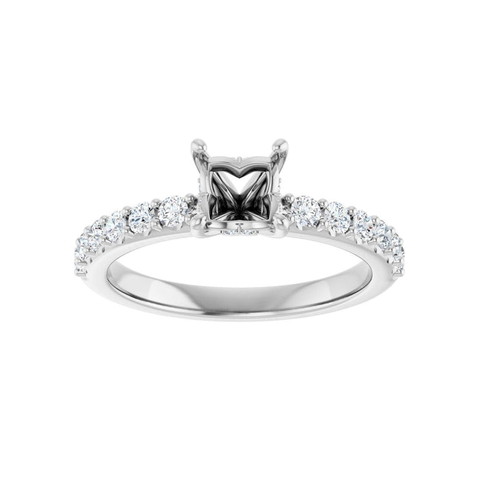 Platinum 4.5x 4.5 mm Square 3/8 CTW Lab-Grown Diamond Semi-Set Engagement Ring