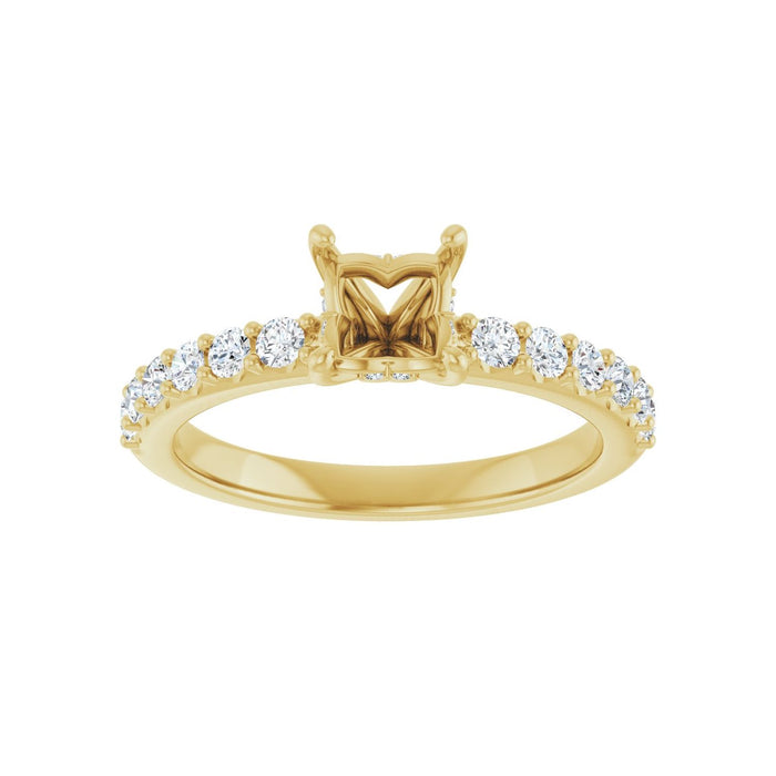 14K Yellow Gold 4.5x 4.5 mm Square 3/8 CTW Lab-Grown Diamond Semi-Set Engagement Ring