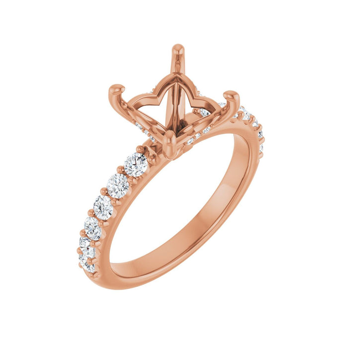 14K Rose Gold 6.5x 6.5 mm Square 1/2 CTW Lab-Grown Diamond Semi-Set Engagement Ring