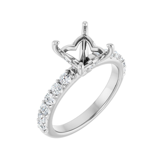 14K White Gold 6.5x 6.5 mm Square 1/2 CTW Lab-Grown Diamond Semi-Set Engagement Ring