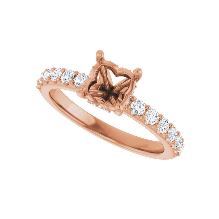14K Rose Gold 6x6 mm Cushion 3/8 CTW Lab-Grown Diamond Semi-Set Engagement Ring