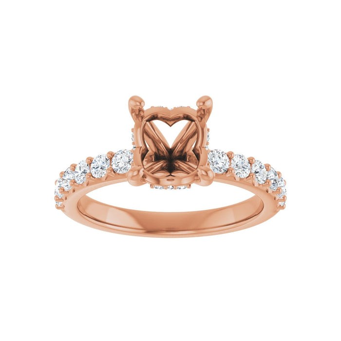 14K Rose Gold 9x 7 mm Oval 1/2 CTW Lab-Grown Diamond Semi-Set Engagement Ring