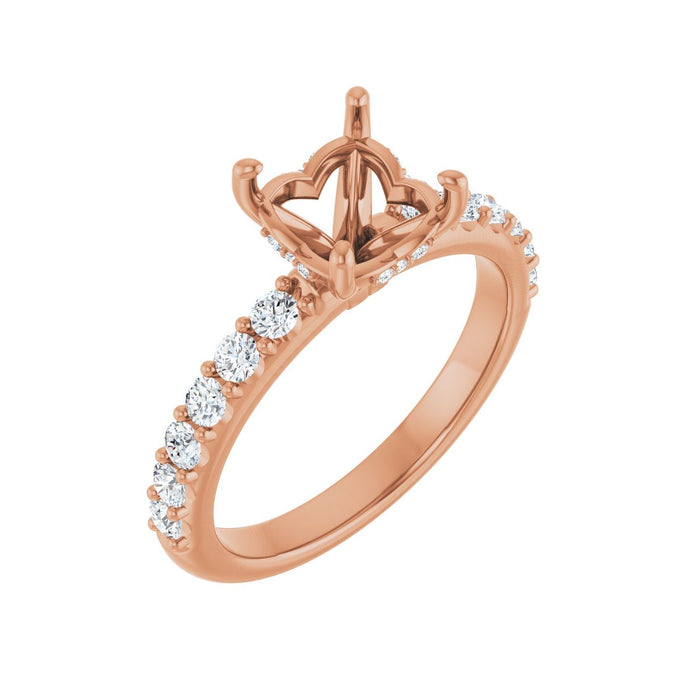14K Rose Gold 7x7 mm Cushion 1/2 CTW Lab-Grown Diamond Semi-Set Engagement Ring