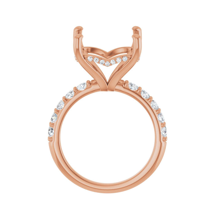 14K Rose Gold 13x 13 mm Cushion 5/8 CTW Lab-Grown Diamond Semi-Set Engagement Ring