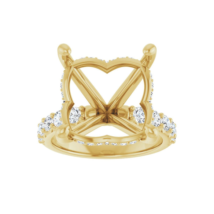14K Yellow Gold 14x 14 mm Cushion 3/4 CTW Lab-Grown Diamond Semi-Set Engagement Ring