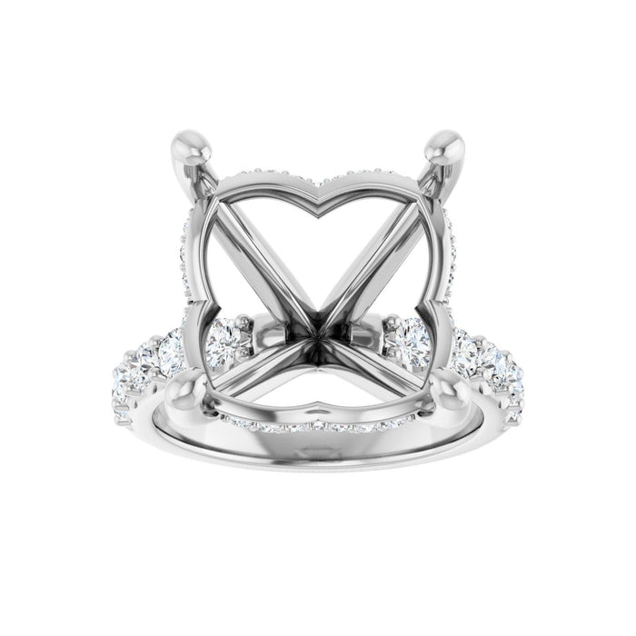 Platinum 14x 14 mm Cushion 3/4 CTW Lab-Grown Diamond Semi-Set Engagement Ring
