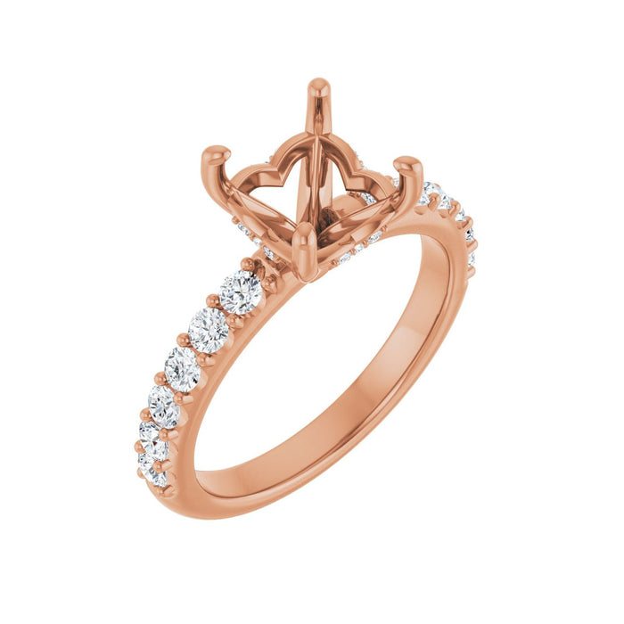 14K Rose Gold 7x 7 mm Asscher 1/2 CTW Lab-Grown Diamond Semi-Set Engagement Ring