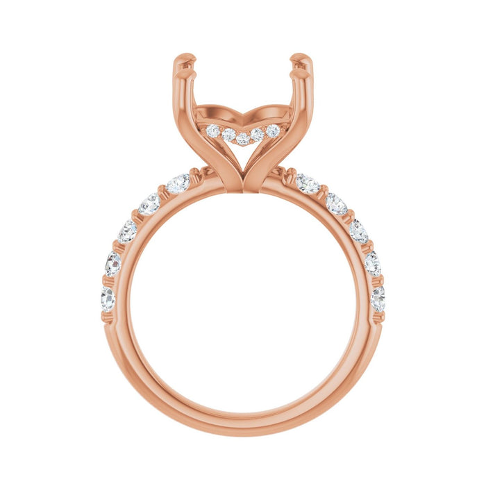 14K Rose Gold 10x 10 mm Asscher 3/4 CTW Lab-Grown Diamond Semi-Set Engagement Ring