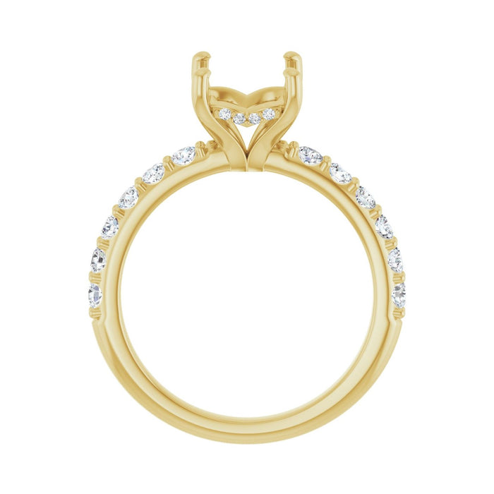 14K Yellow Gold 9x7 mm Emerald 1/2 CTW Lab-Grown Diamond Semi-Set Engagement Ring