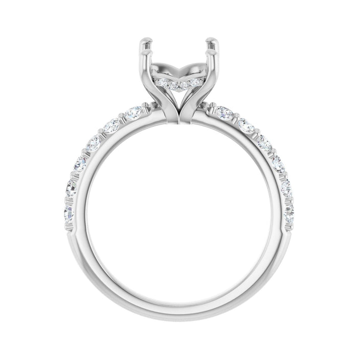 Platinum 9x7 mm Emerald 1/2 CTW Lab-Grown Diamond Semi-Set Engagement Ring