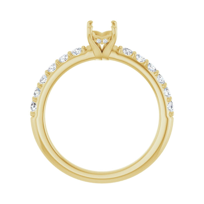 14K Yellow Gold 6x4 mm Emerald 3/8 CTW Lab-Grown Diamond Semi-Set Engagement Ring