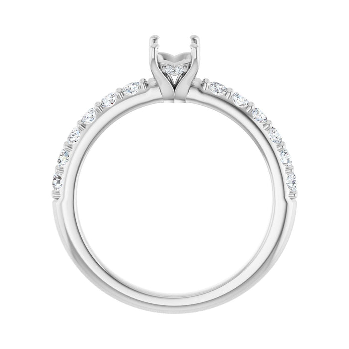 14K White Gold 6x4 mm Emerald 3/8 CTW Lab-Grown Diamond Semi-Set Engagement Ring