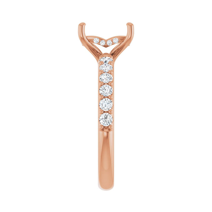 14K Rose Gold 8x6 mm Emerald 1/2 CTW Lab-Grown Diamond Semi-Set Engagement Ring
