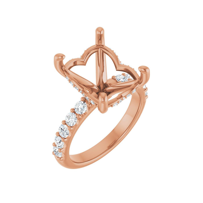 14K Rose Gold 12x10 mm Emerald 5/8 CTW Lab-Grown Diamond Semi-Set Engagement Ring