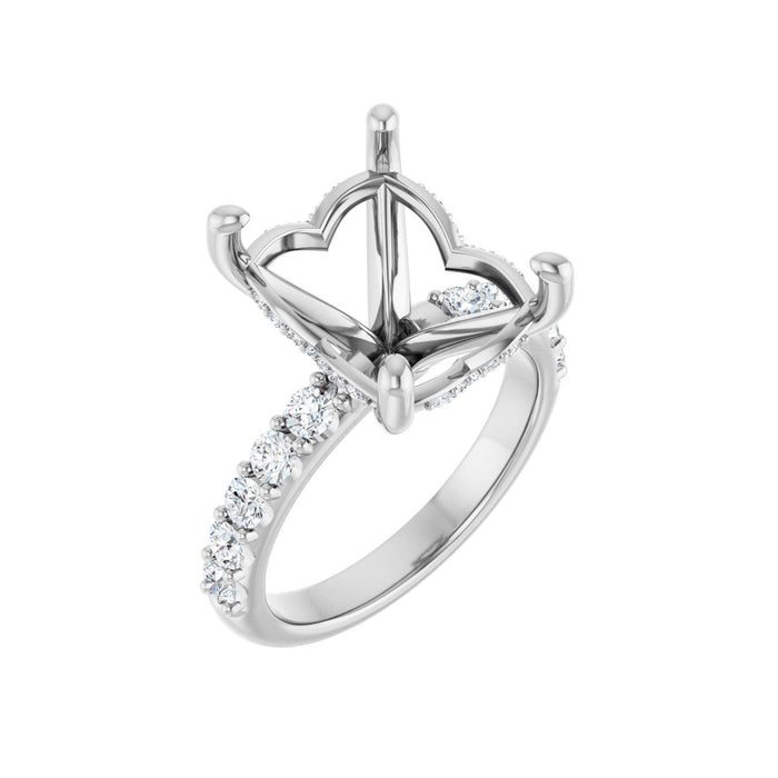 14K White Gold 12x10 mm Emerald 5/8 CTW Lab-Grown Diamond Semi-Set Engagement Ring
